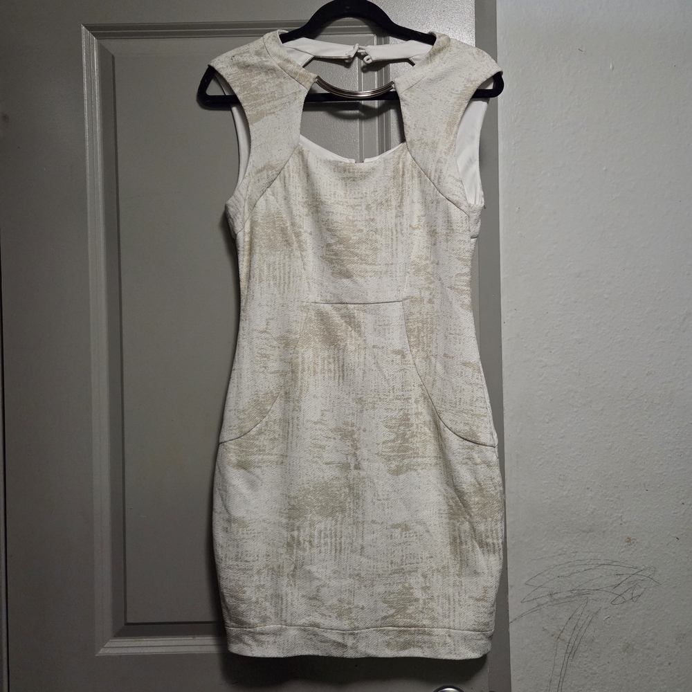 Bisou Bisou Textured Cream Mini Dress